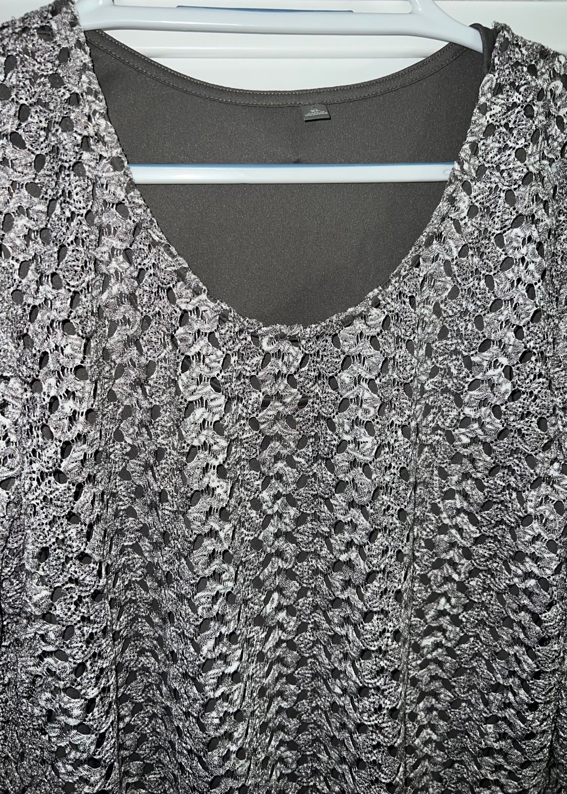 High quality JM Collection grey/white heathered crochet knit tunic and solid tank set Size XL kHa0uNqwU best sale