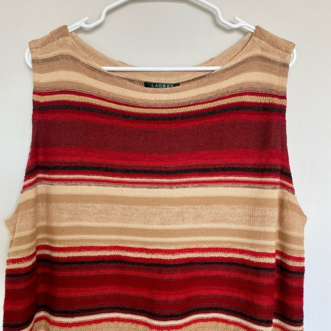 Authentic NWT Lauren Ralph Lauren Striped Linen Cotton Sleeveless Tunic Sweater Size 3X LeuMtH9e3 best sale