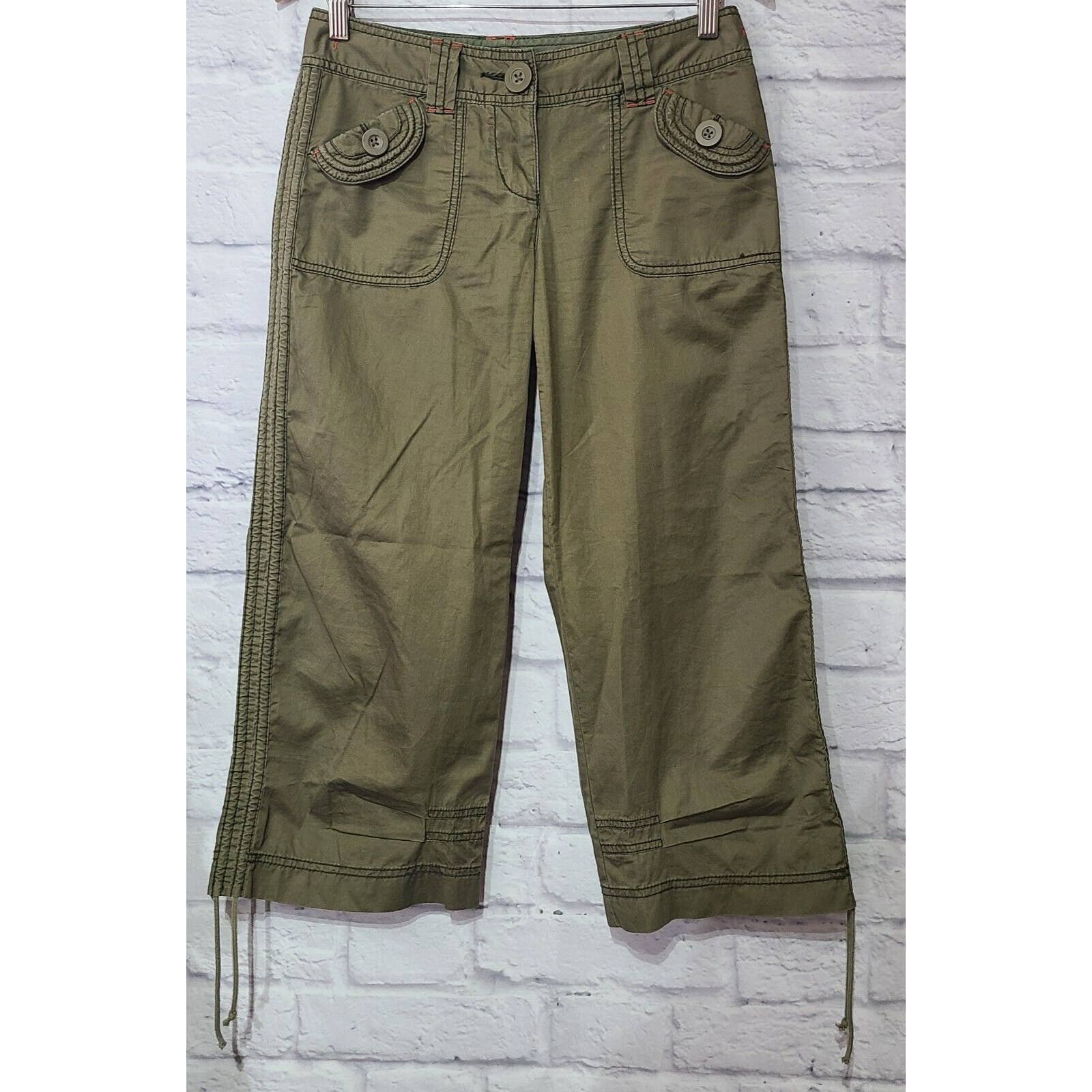 reasonable price Anthropologie Hei Hei Capri Pants Women´s 2 Olive Green Leg Drawstrings Pockets IHIwcgiOS Factory Price