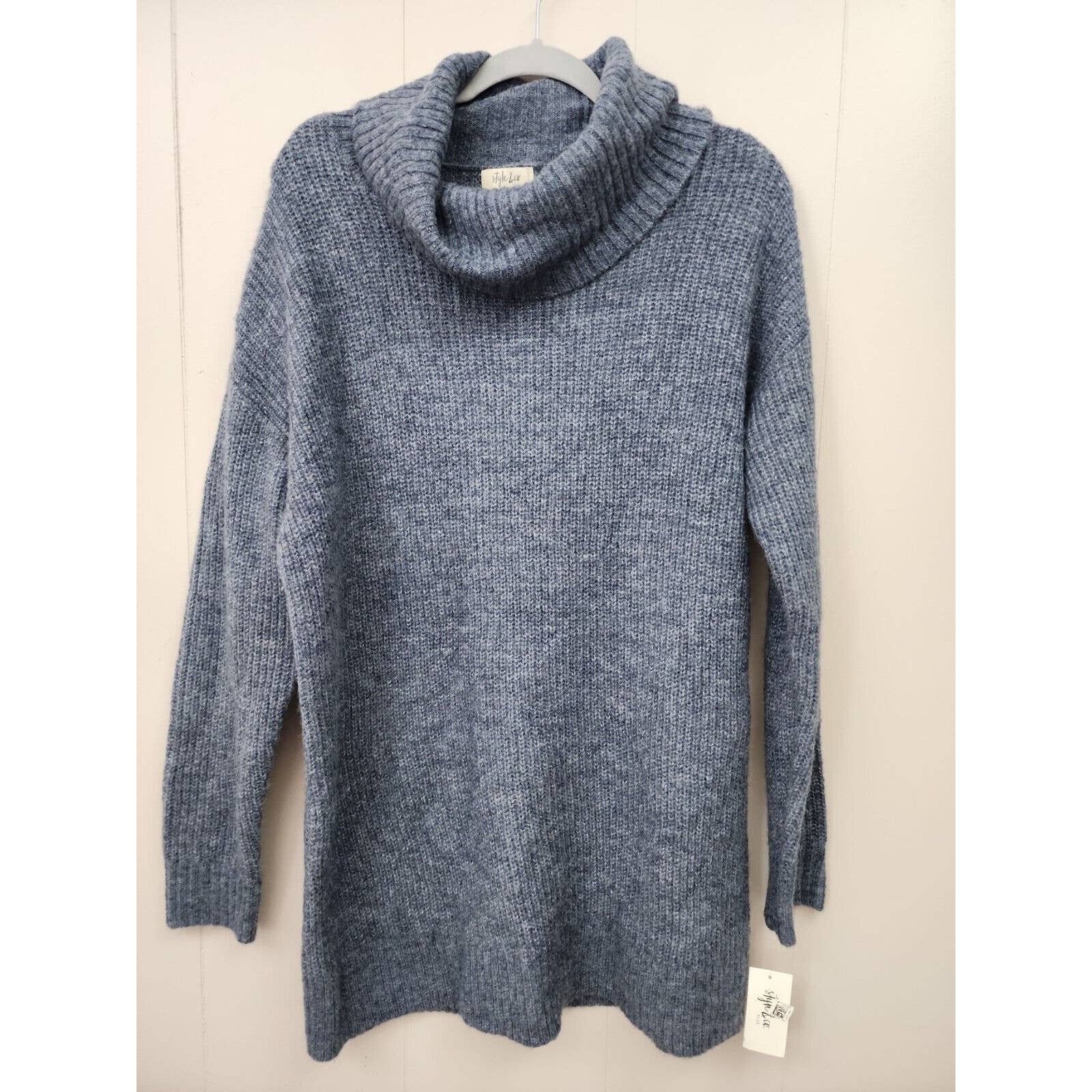 Beautiful Style & Co Turtleneck Cowl neck Sweater Blue 
