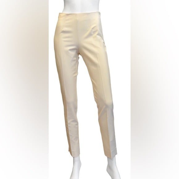 Perfect Charlotte Kellogg Worth Avenue cream stretch silk blend crop pants side zip  6 po5qdr2Ru Outlet Store