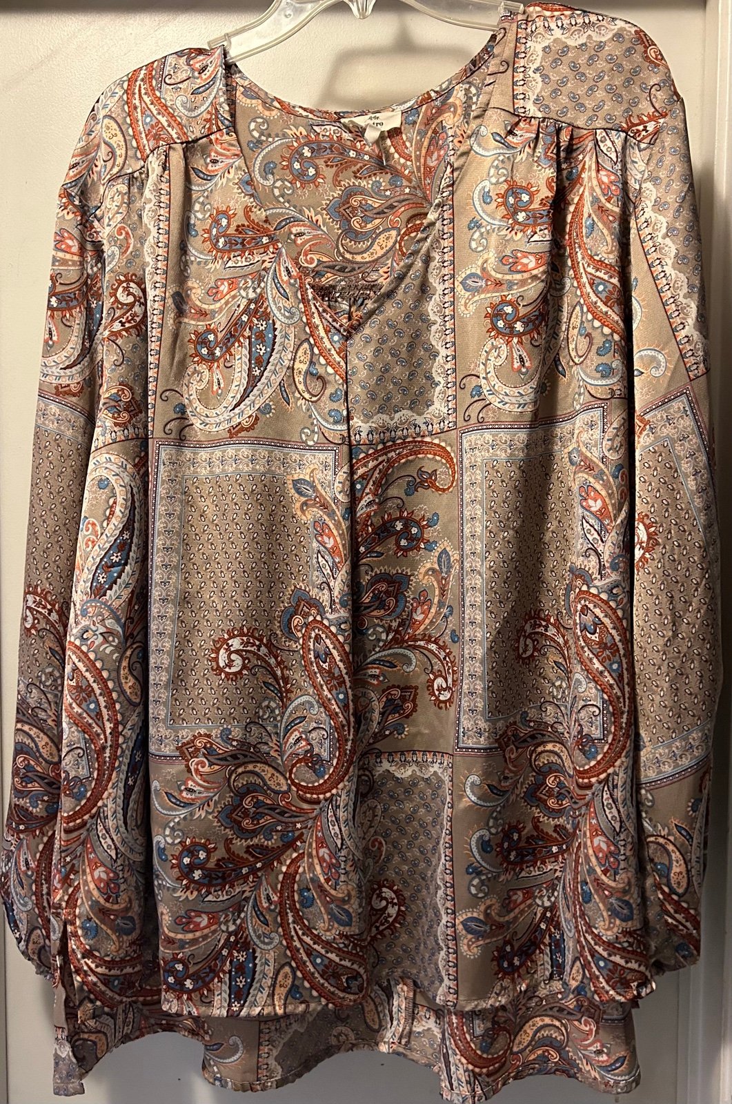 where to buy  NWOT XL Entro Plus Size V Neck Mixed Print Long Sleeve Blouse HgeBt93XZ hot sale