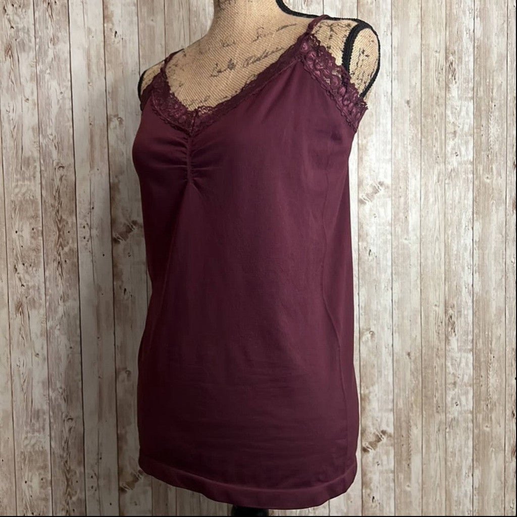Discounted Attention Maroon Lace Trim Tank Top mtBI3baCw Outlet Store