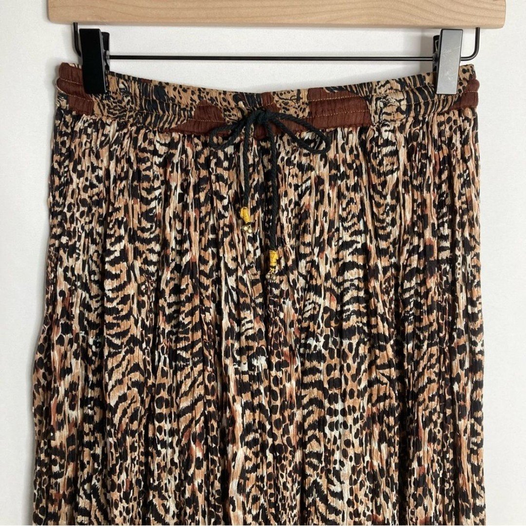 Factory Direct  Revue Animal Print Maxi Skirt Size Medium Leopard Tiger Cheetah Pleated Crepe pAQIzan0a hot sale