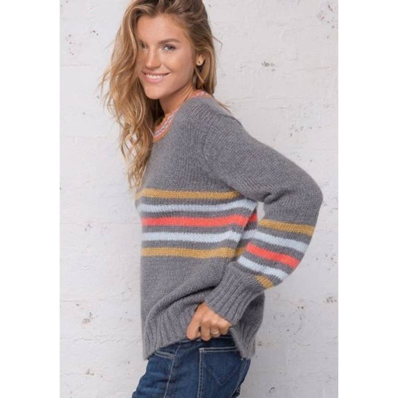 Cheap Wooden Ships Womens Size X/S Sweater Crewneck Pullover Gray Cameron Stripe Knit gz15fLozx Cool