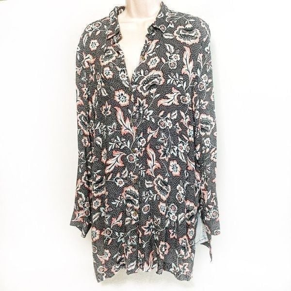 Stylish J. Jill Floral Button-Front Long-Sleeve Tunic 1
