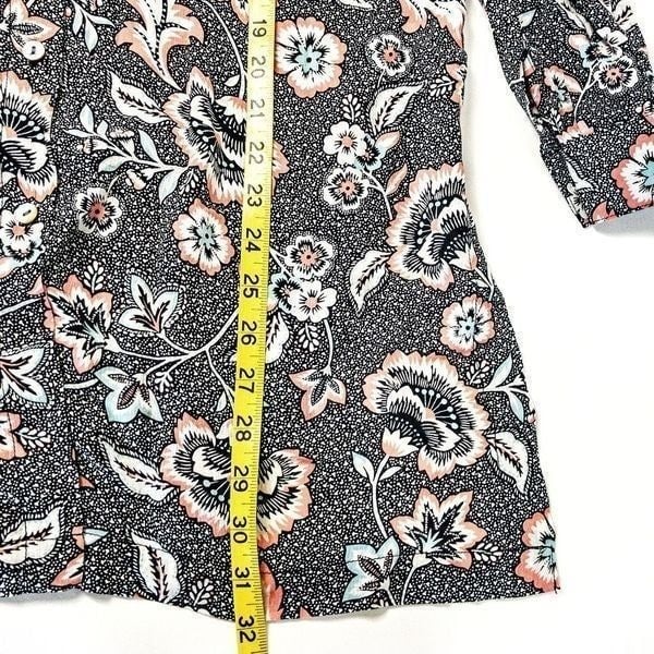 Stylish J. Jill Floral Button-Front Long-Sleeve Tunic 100% Rayon Sz M KOIqEkOzF well sale