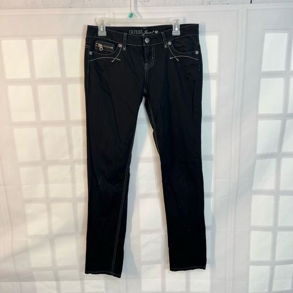 Custom Guess Low Rise Skinny Stretch Black Denim Jeans 