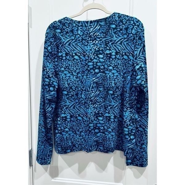 Simple Kim Rogers Womens Sweater Scoop Neck Abstract Blue Size Large FULQFREQj Low Price