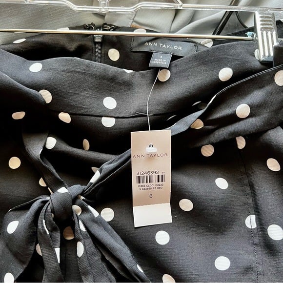 Gorgeous Ann Taylor Womens Faux Wrap Midi Skirt High Low Black White Polka Dot _ size 8 m9XhrzX19 outlet online shop