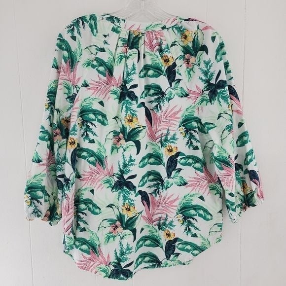 The Best Seller Loft Cotton V neck Long Sleeve Tropical Floral Blouse Women´s L JyplbRfLl best sale