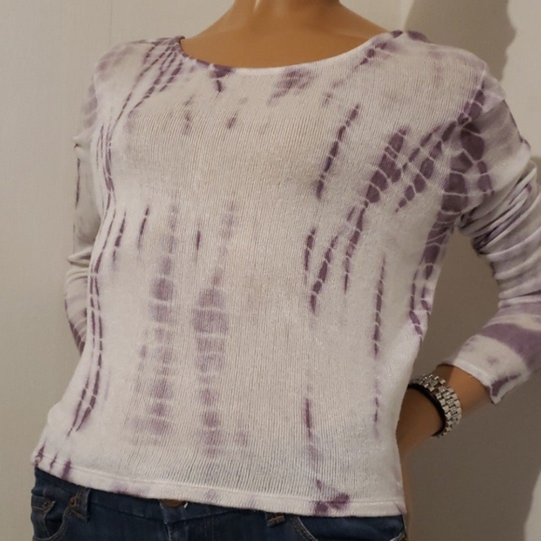 large selection Aeropostale White and Purple Sweater - Size Small m44eXqmJU outlet online shop
