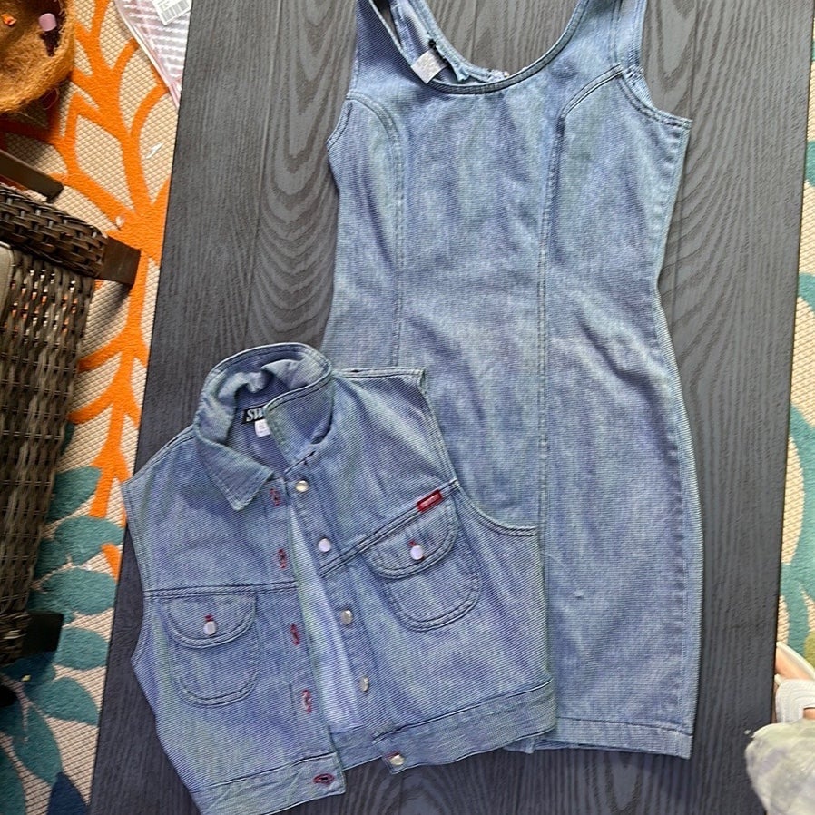 Buy Woman’s Vintage Denim Dress & Vest -New nEla2KgL7 US Outlet