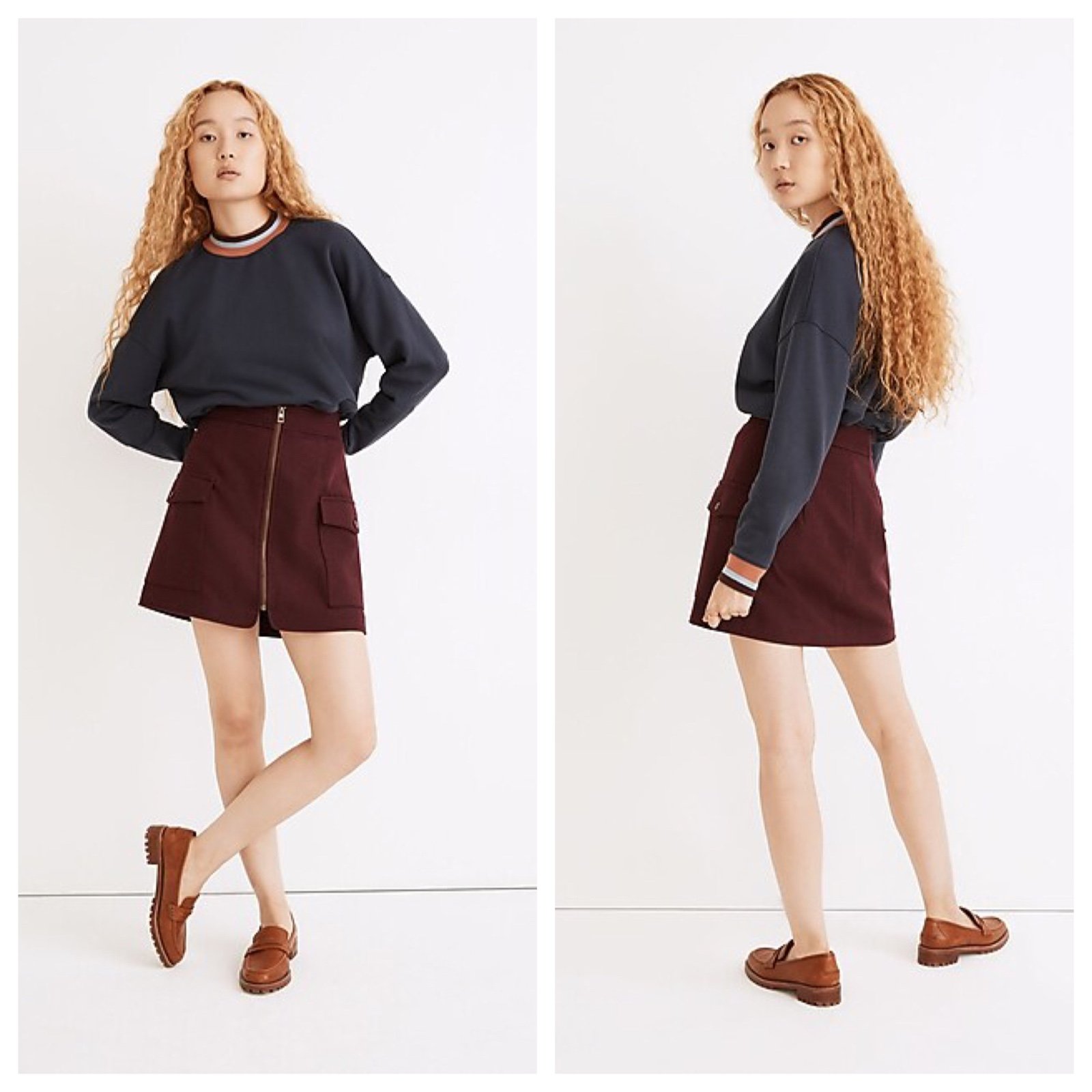 big discount madewell zip front burgundy mini skirt pGQ