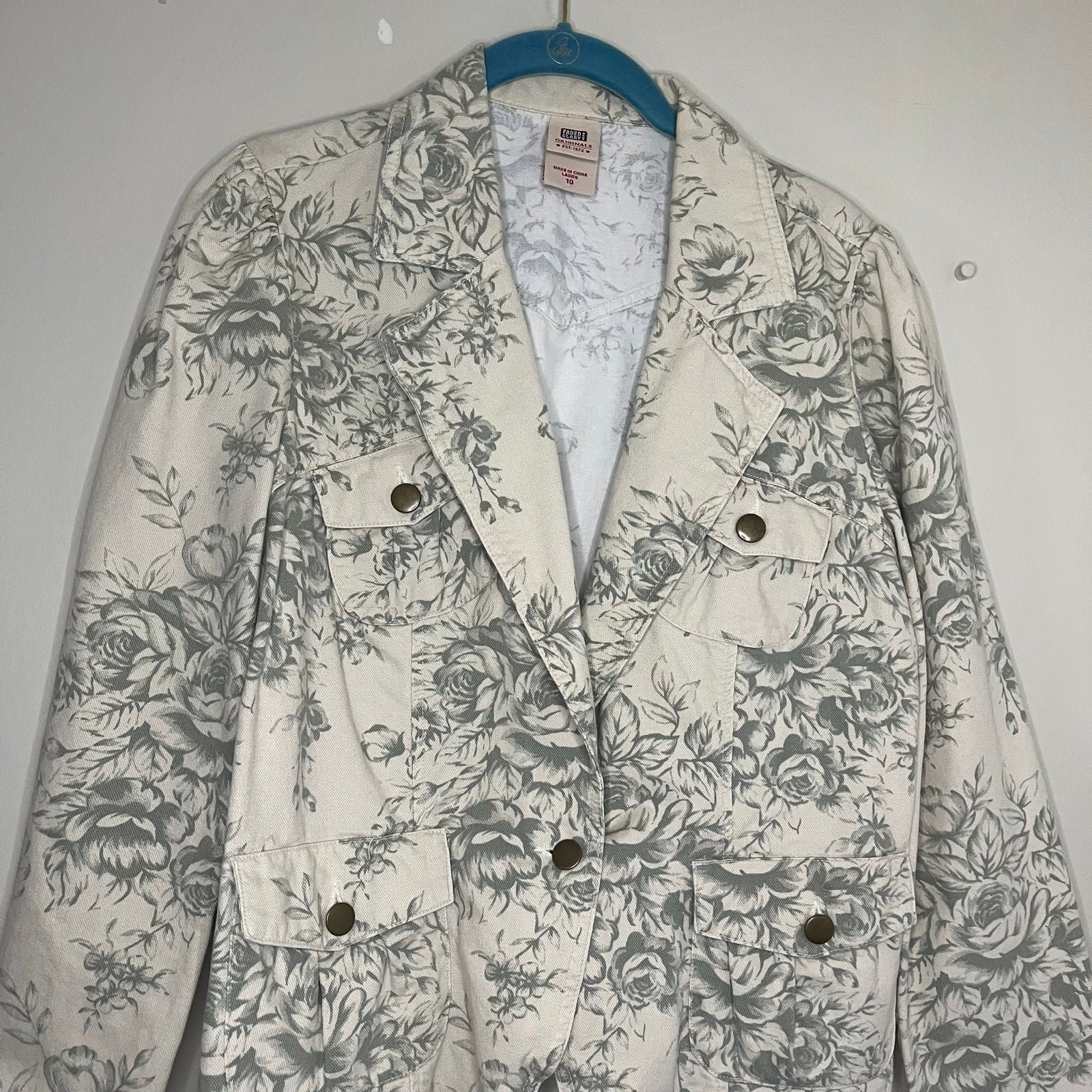 Stylish Y2K Vintage Floral Denim Jacket Size 10 hsX4gFgxk Online Shop
