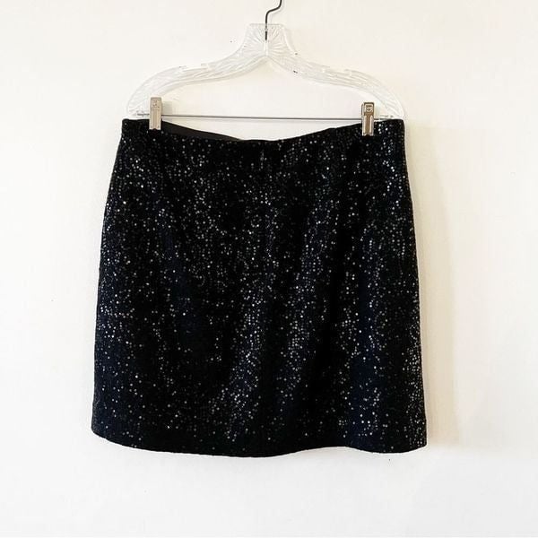Discounted Ann Taylor Black Sequin Skirt Women’s Size 12 Wool Blend Pockets Party Wear New fKYEJRaPX for sale
