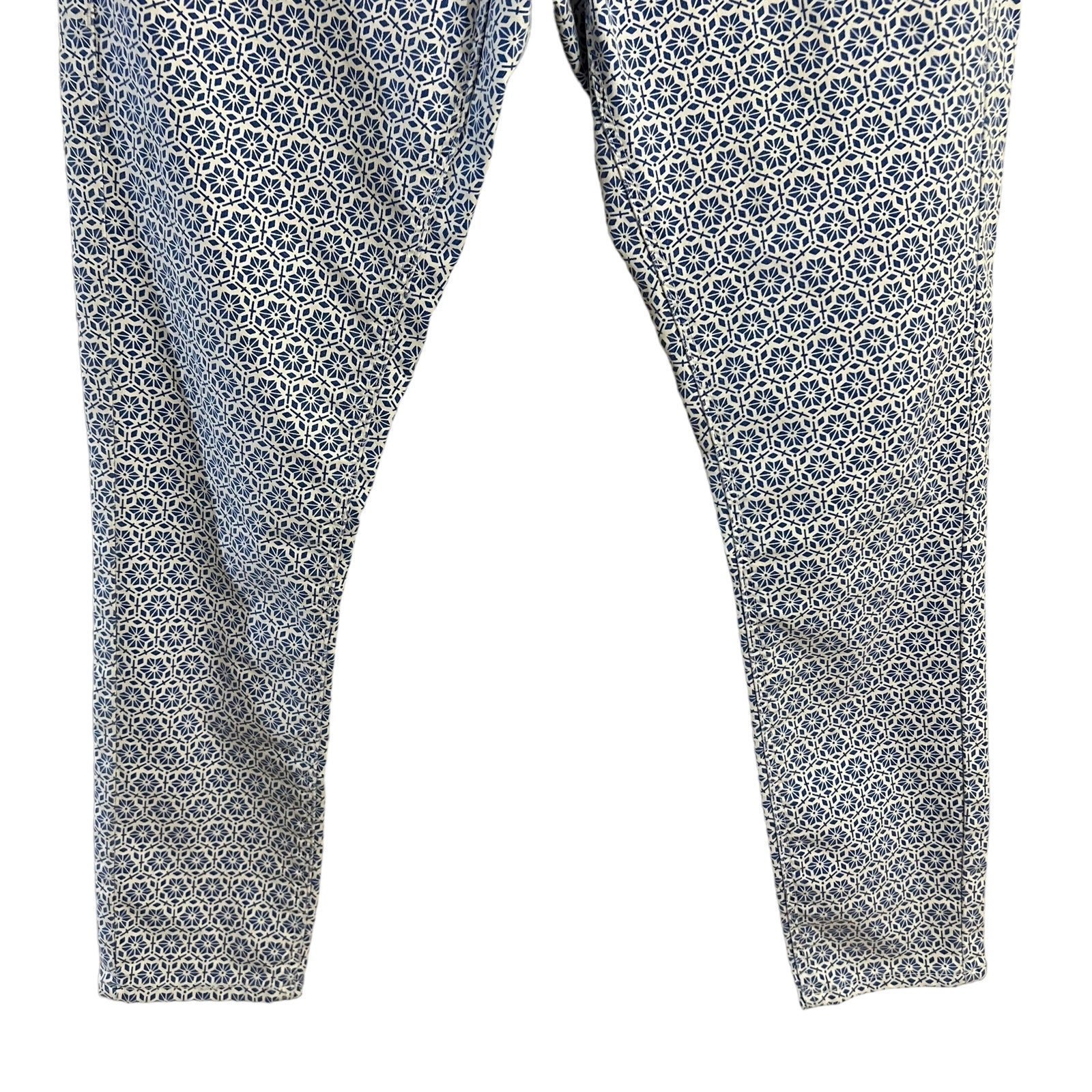 Personality TopShop Moto Leigh Pants W30 Blue and White Geometric Pattern Skinny Leg Pants KqS0RpUUp Online Exclusive