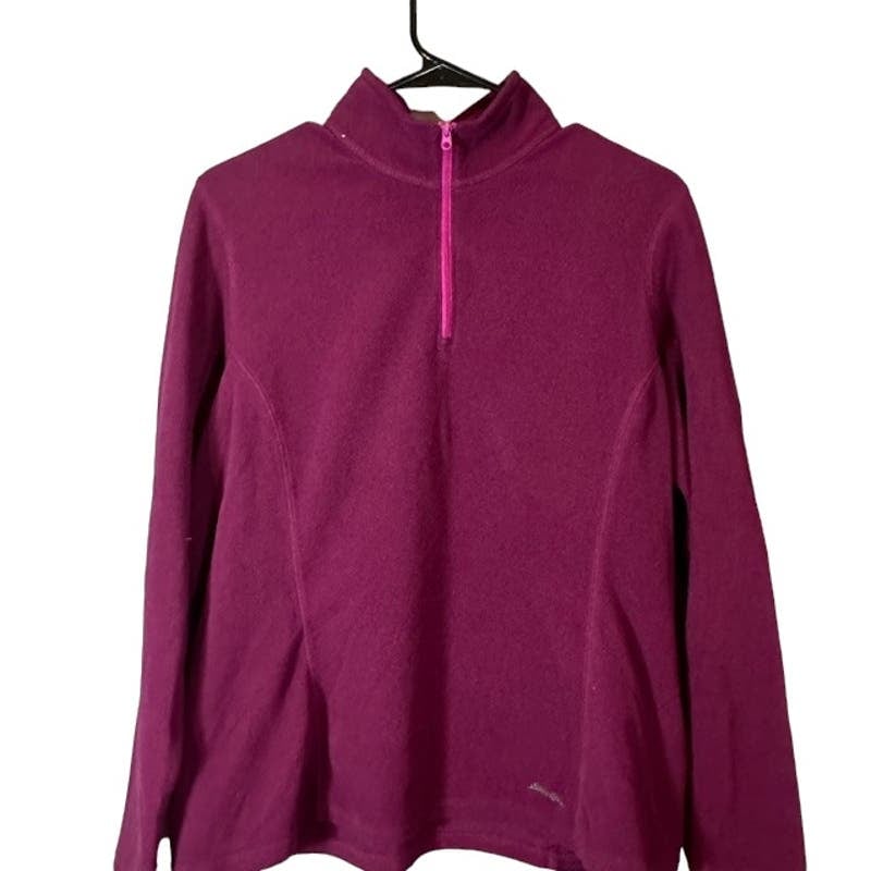 Fashion Eddie Bauer Purple Long Sleeve Mock Neck 1/4 Zip Fleece Sweater Women Sz L pilkXV853 Online Exclusive