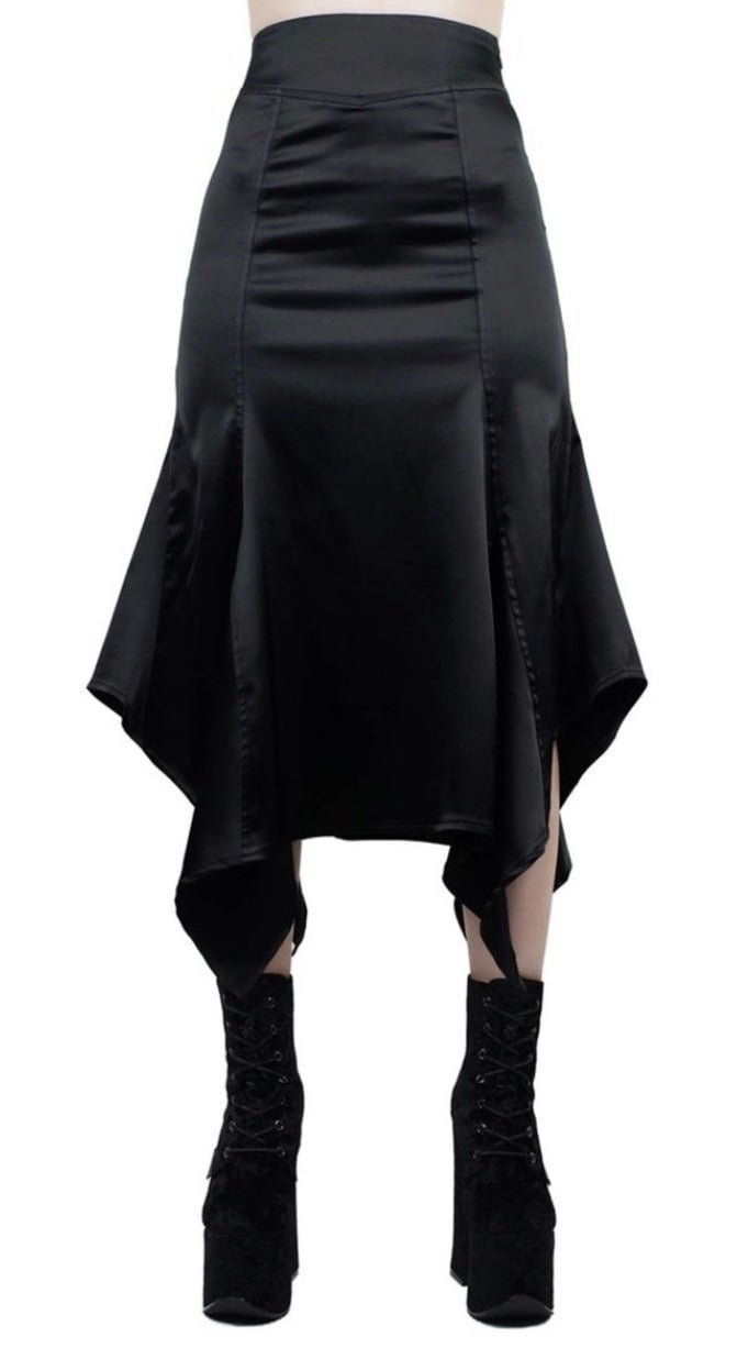 The Best Seller KILLSTAR Azumi Satin Black Skirt *RARE*