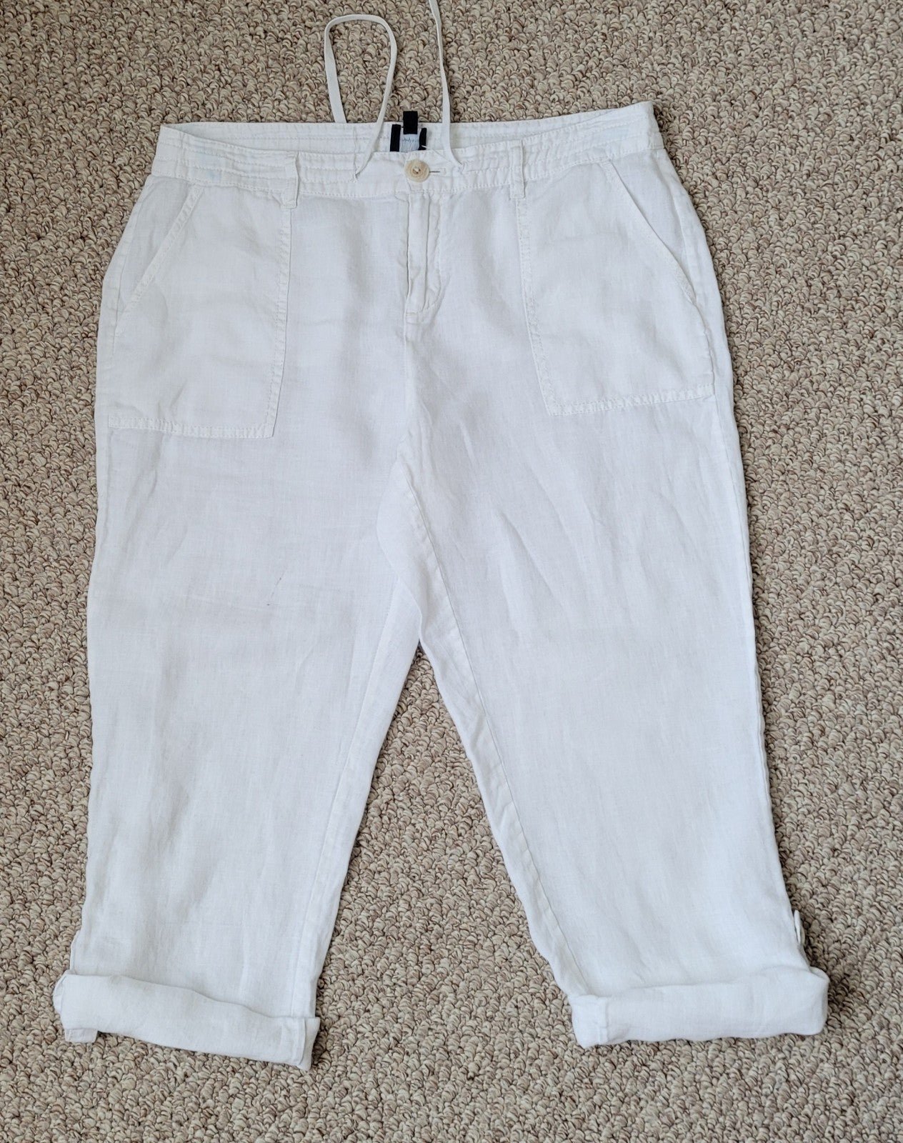 big discount Saks Fifth Avenue white linen women pants 
