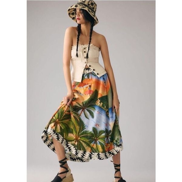 Buy New Anthropologie Farm Rio Carioca Midi Skirt Size 