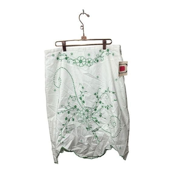 Popular Bandolino Embroidered Tulip Hem Skirt Sz 12 Peasant Retro Boho Cotton White NWT lHJIVKrvV New Style