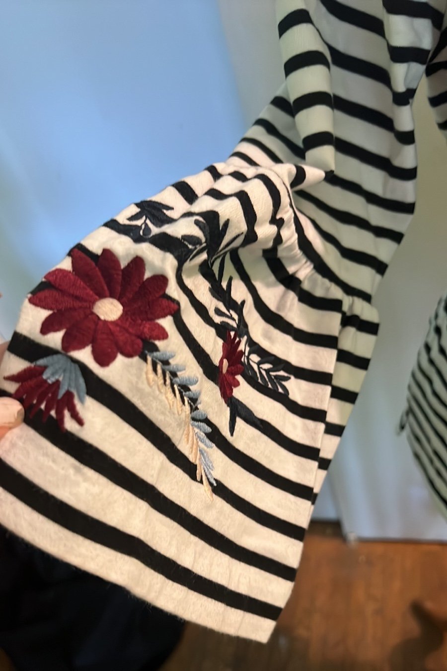 Simple J. Crew Med b&w Striped top with flowers HSO2lqlEV Low Price