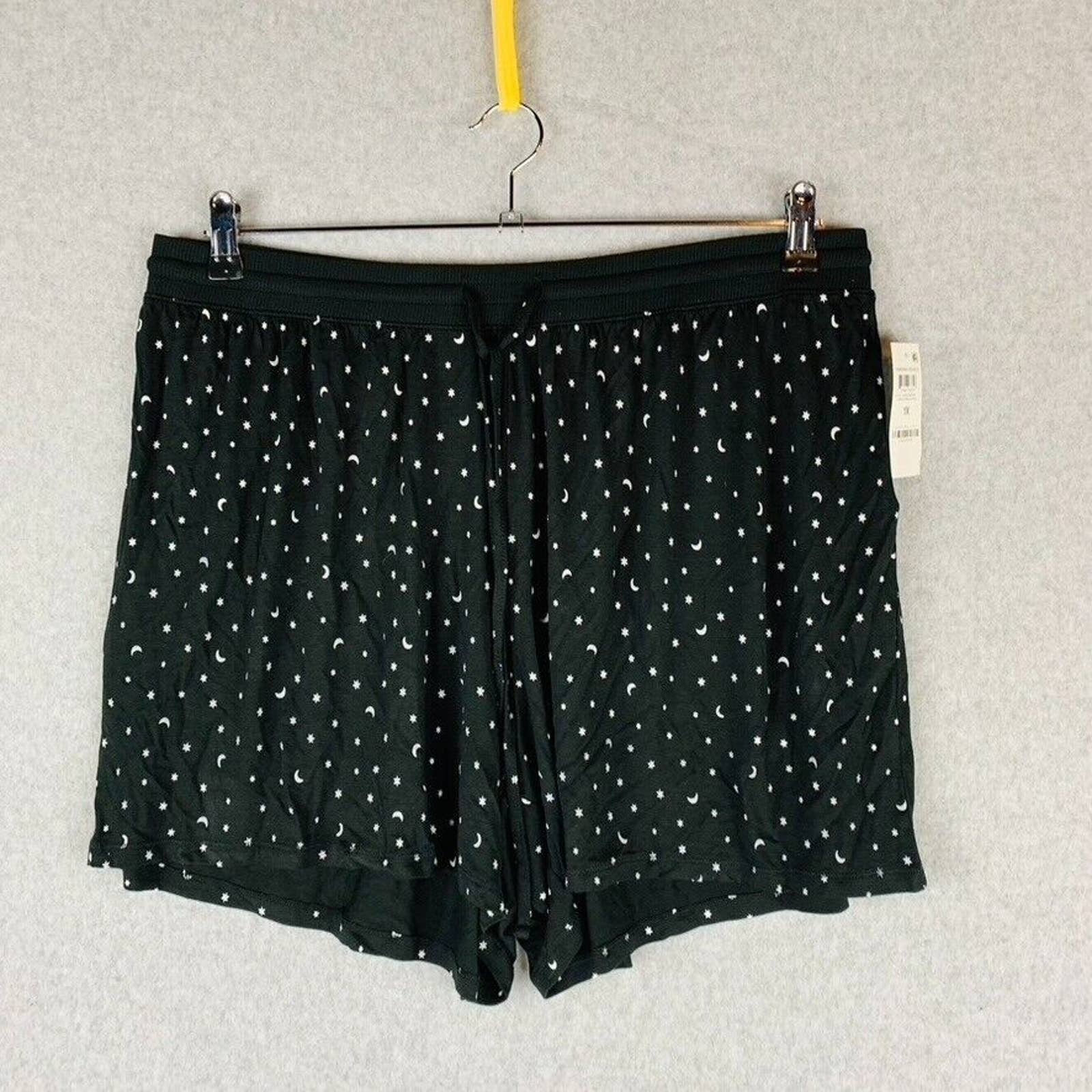 Affordable Jenni Womans Sz 1X Pajama Shorts Black Stars Moons Elastic Waist Drawstring NWT Gwu07WSLX Outlet Store