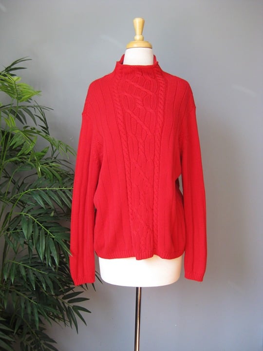 Wholesale price Red Cable Knit Sweater / Vtg 80s / Pend