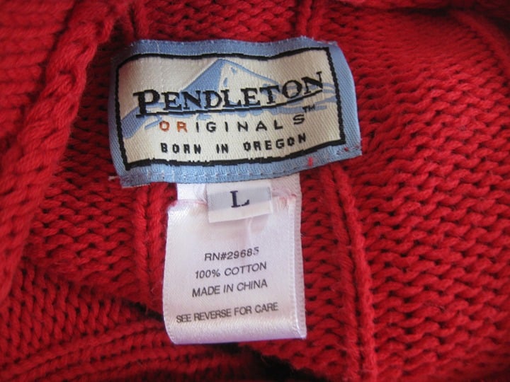 Wholesale price Red Cable Knit Sweater / Vtg 80s / Pendleton Red Cotton Funnel Neck pullover mDEnlfEqH Online Shop