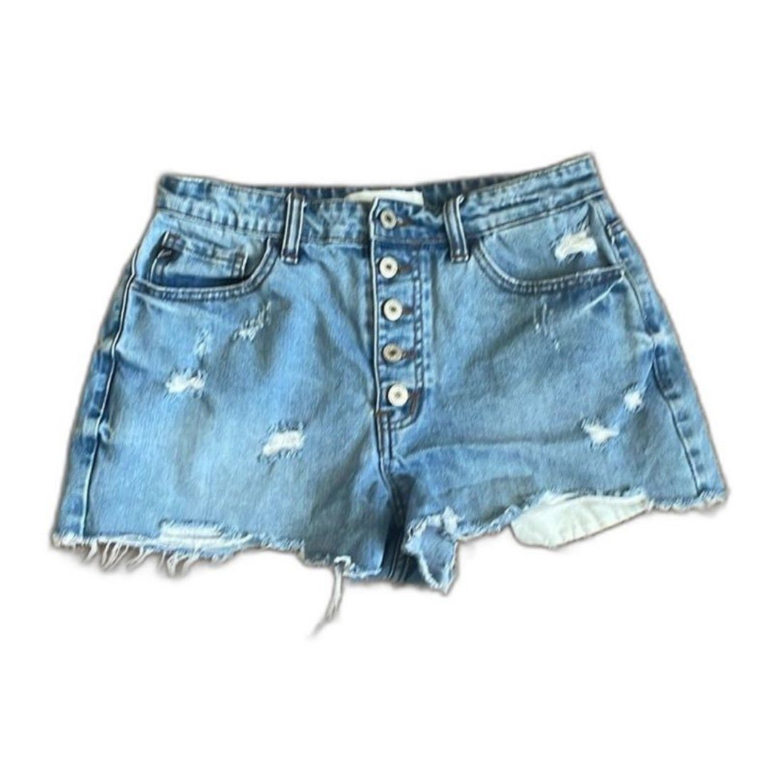Great KanCan Distressed Button Fly Jeans Shorts Women&#