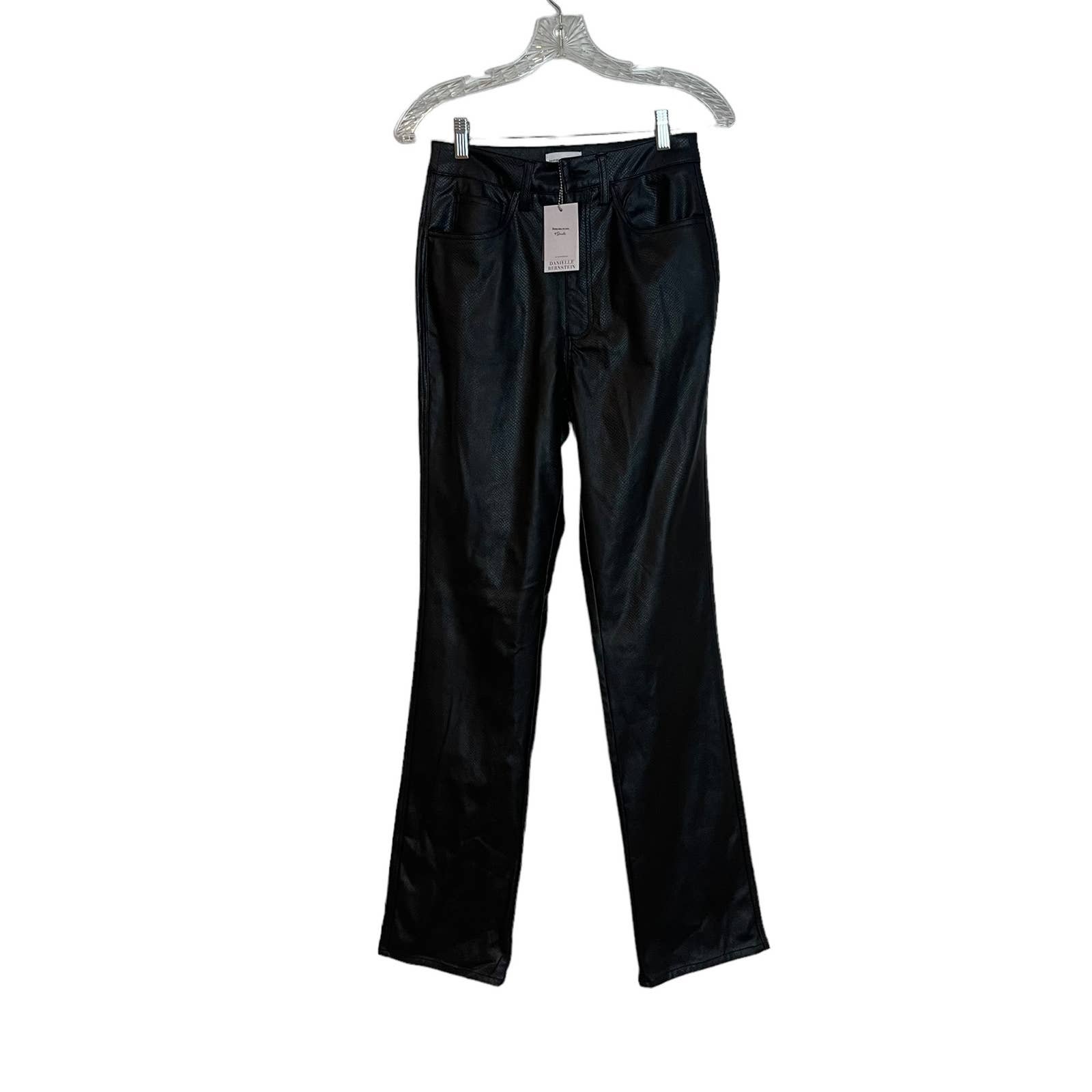 High quality WeWoreWhat  Crop Ankle Flare Embossed Faux Leather Bootcut Pants Black 26 NWT Ivff173yo Zero Profit 
