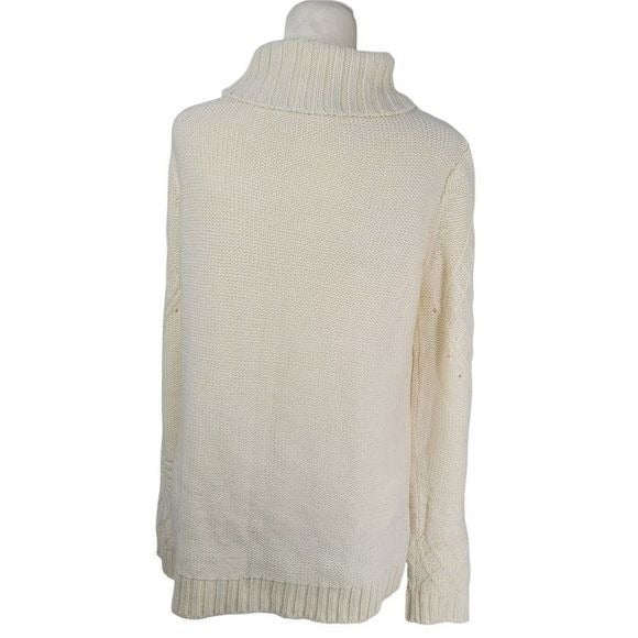 Stylish Venus White Sweater Womens Size Medium Turtleneck Cable Knit Chunky lmIbE2OFd on sale