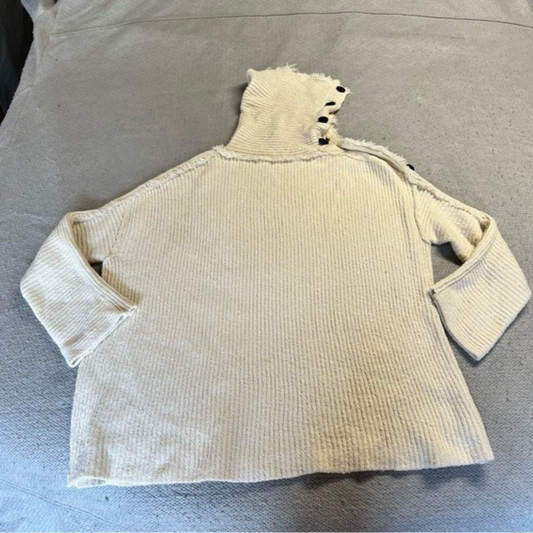 Custom Free People On My Side Turtleneck Pullover Sweater in Cream Ivory Size Small EUC LB3es25Or Cool