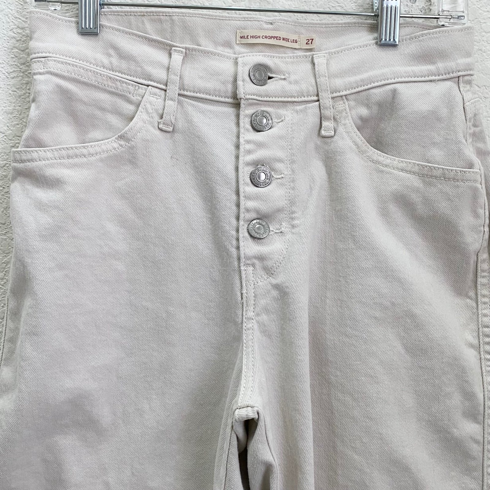 Classic LEVI’S Ivory Beige Mile High Cropped Wide Leg Jeans Size 27 PQACC5haL online store