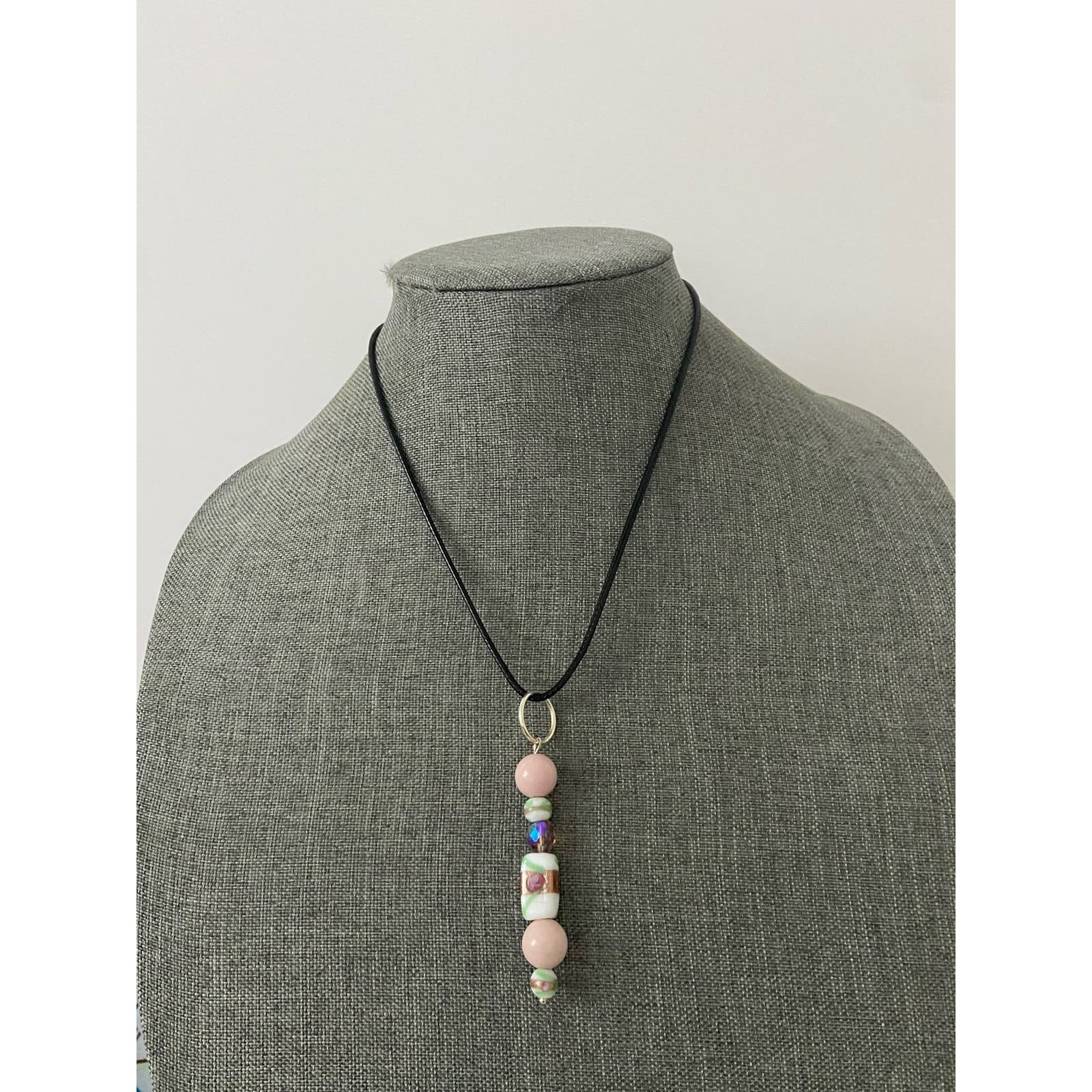Buy Pink white and green ceramic bead pendant necklace Kckkfhbfd hot sale