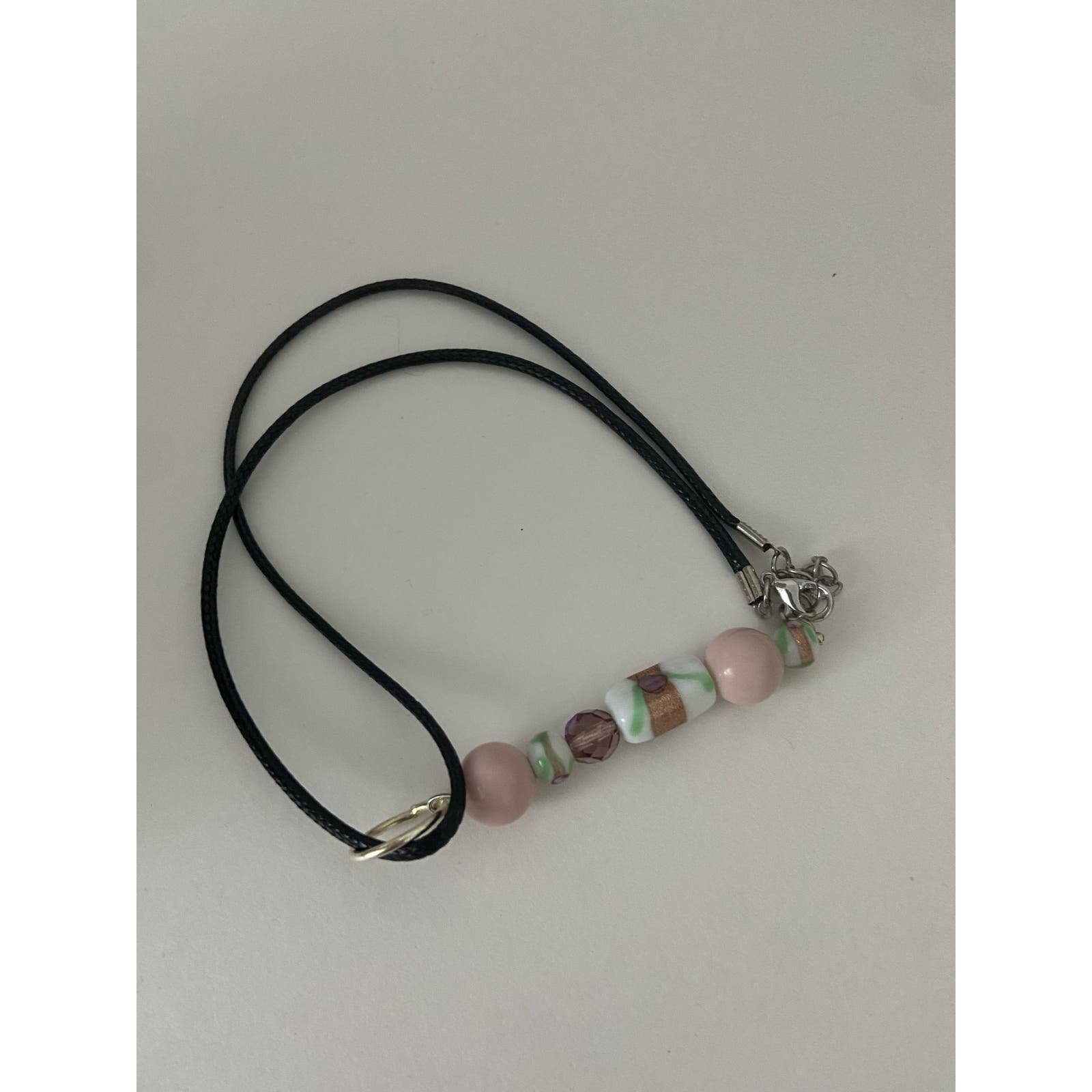 Buy Pink white and green ceramic bead pendant necklace Kckkfhbfd hot sale