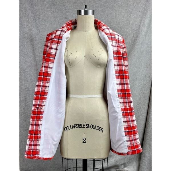 high discount Vtg 1980s Relaxed Red & White Plaid Wool Jacket Blazer Sz M/L Boxy Fit OWqAzB0Q2 outlet online shop