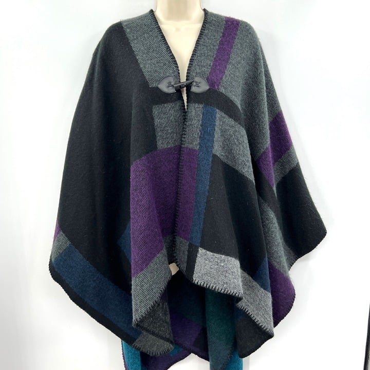 good price Steve Madden Women´s Black Purple Acrylic Knit Color Block Poncho Cape One Size jjXX6w2qo Outlet Store