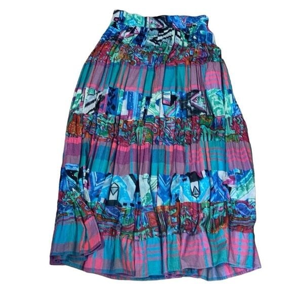 Custom Vintage High Gate Size Medium Multicolor Tiered Maxi Skirt Bohemian Boho Cotton KLlMCOIoM Great