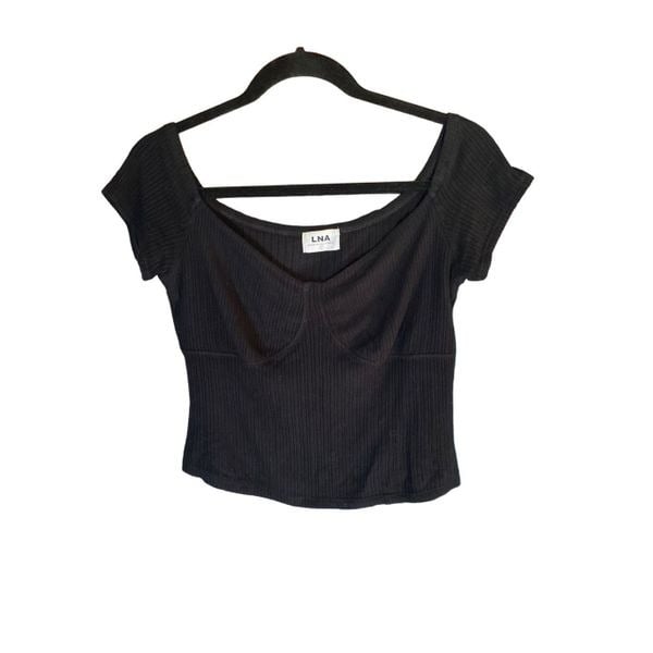 Perfect LNA women’s black seabra black, ribbed, corset style crop top size large J7gwHfmmK Cheap