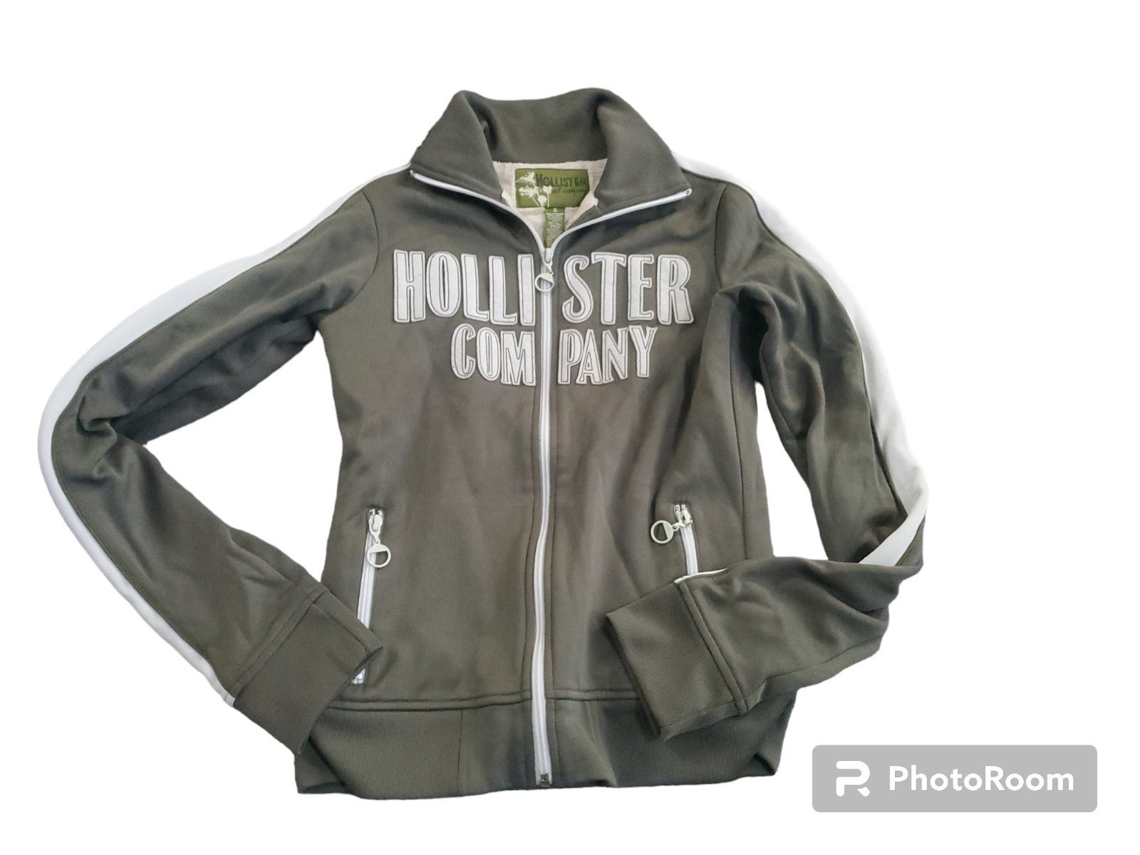 Authentic Hollister vintage zip up green sweatshirt wit