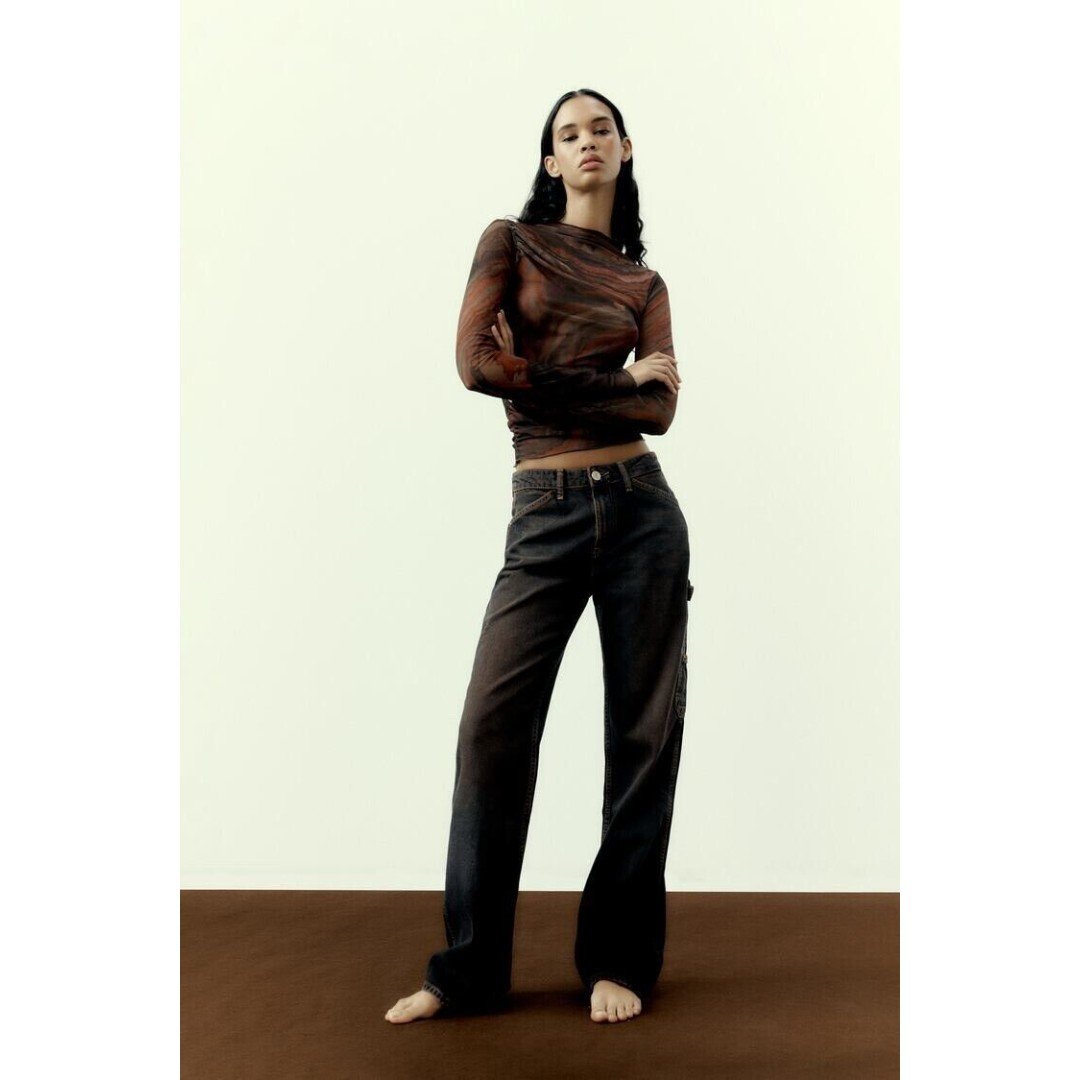 Authentic Zara Pants Women 2 Brown Mid Rise TRF UTILITY
