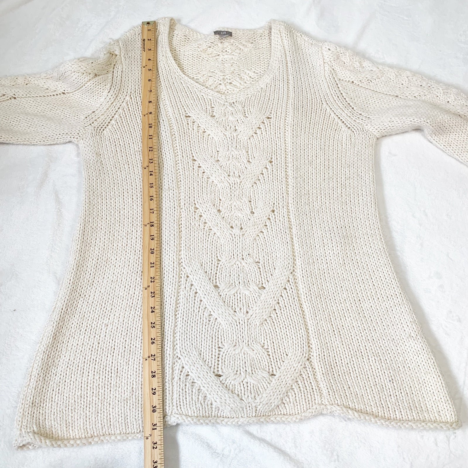 Simple J. Jill cream open knit long sleeve tunic length wool alpaca blend sweater NJlm64NM1 Online Exclusive
