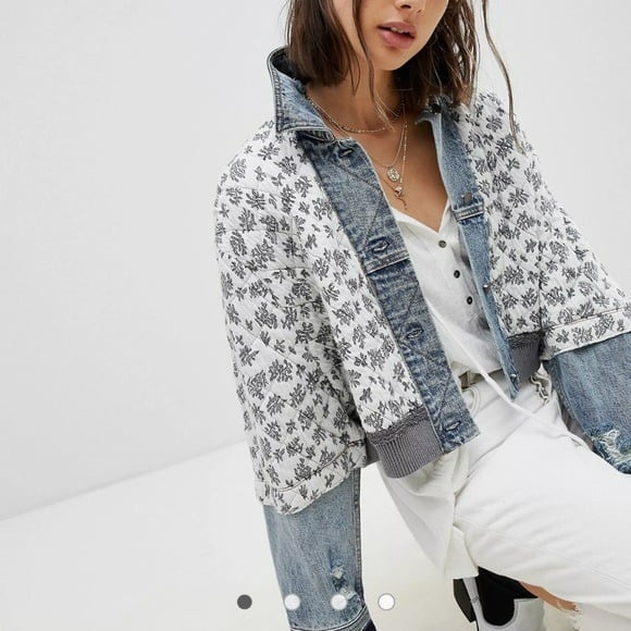Classic Free People Quilted Ditsy Denim Jacket XS/S IxL