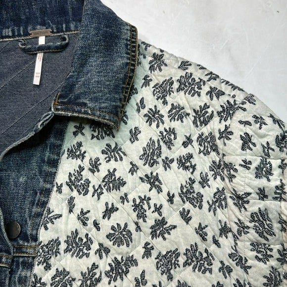 Classic Free People Quilted Ditsy Denim Jacket XS/S IxLSQvzCv Outlet Store