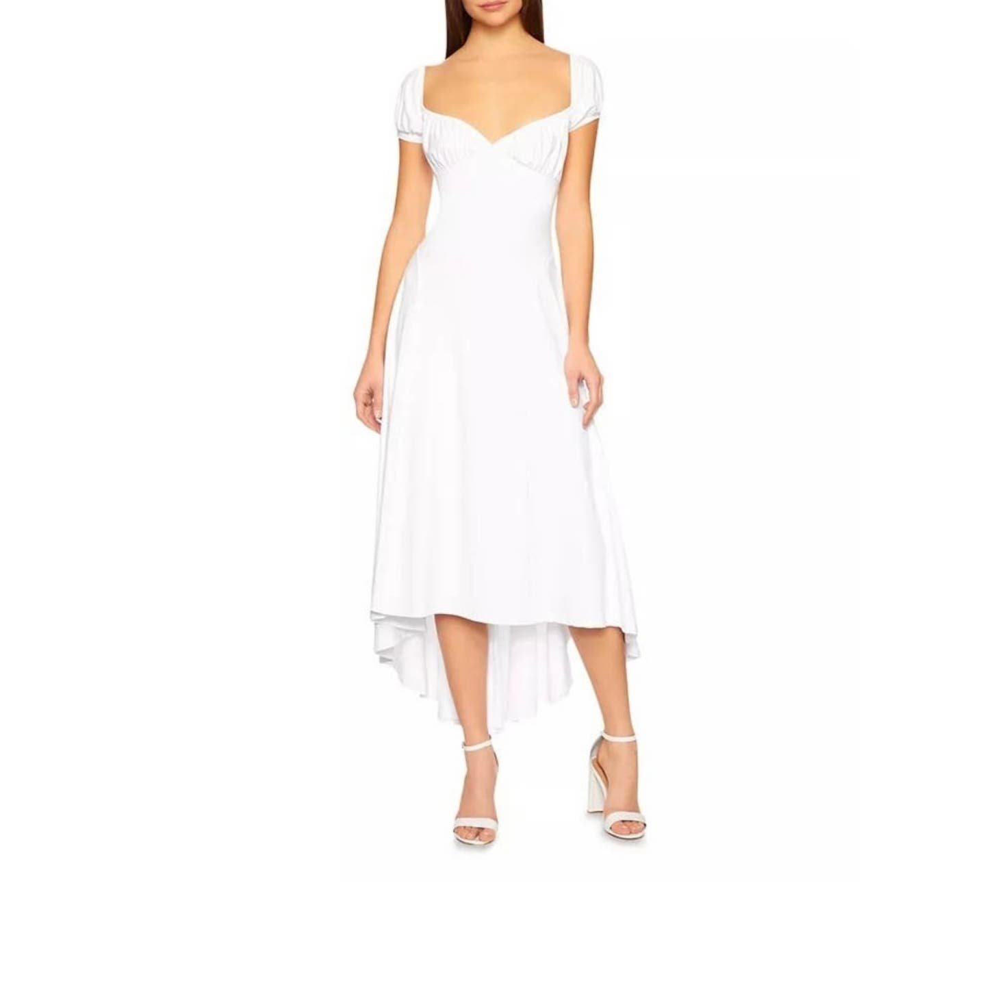 large selection Susana Monaco Sugar White Puff Sleeve Shoulder High Low Midi Dress Small $198.00 MQJz0eKYc Buying Cheap