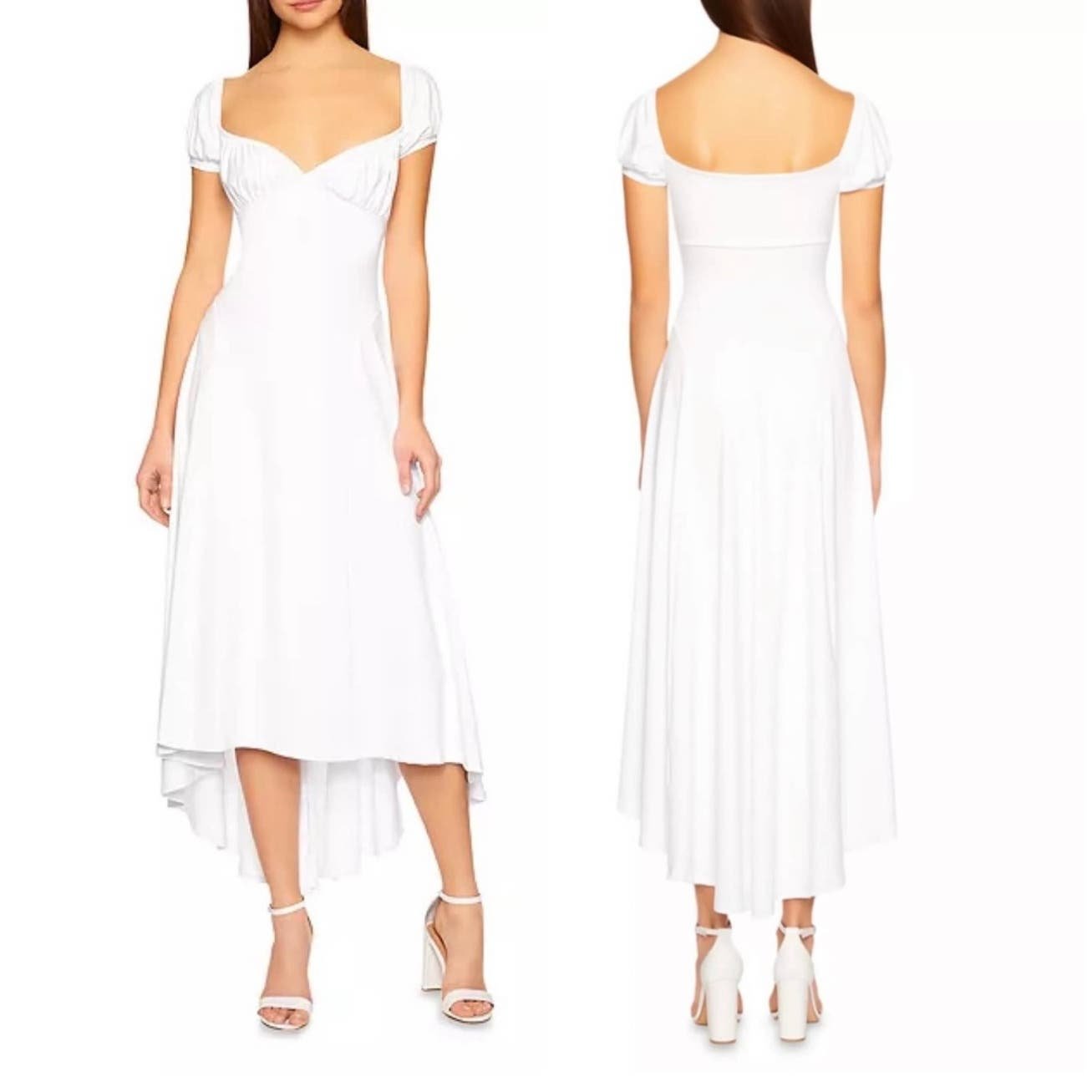 large selection Susana Monaco Sugar White Puff Sleeve Shoulder High Low Midi Dress Small $198.00 MQJz0eKYc Buying Cheap
