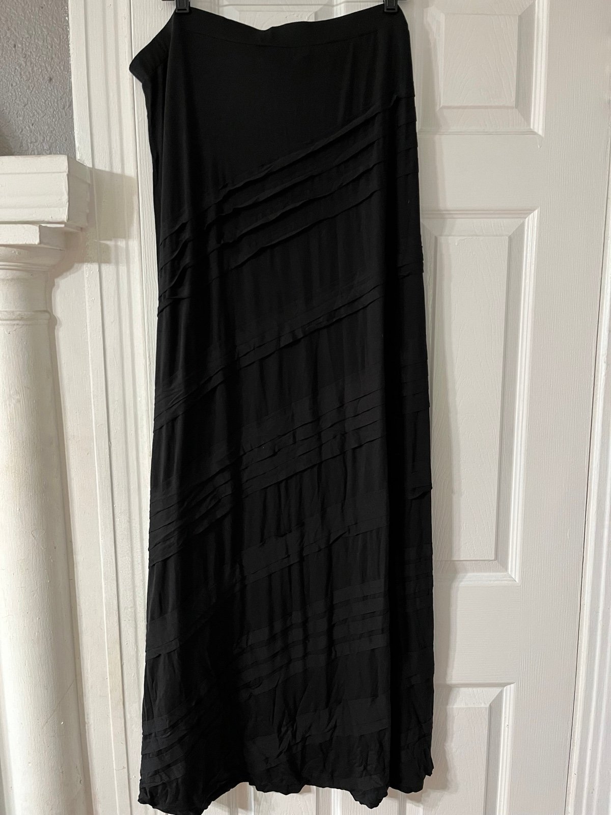 Wholesale price Long Elegant Legs Women’s Size 16 Black Long Skirt Raffles Elastic Waist Skirt, L1B1BZDDB Cool