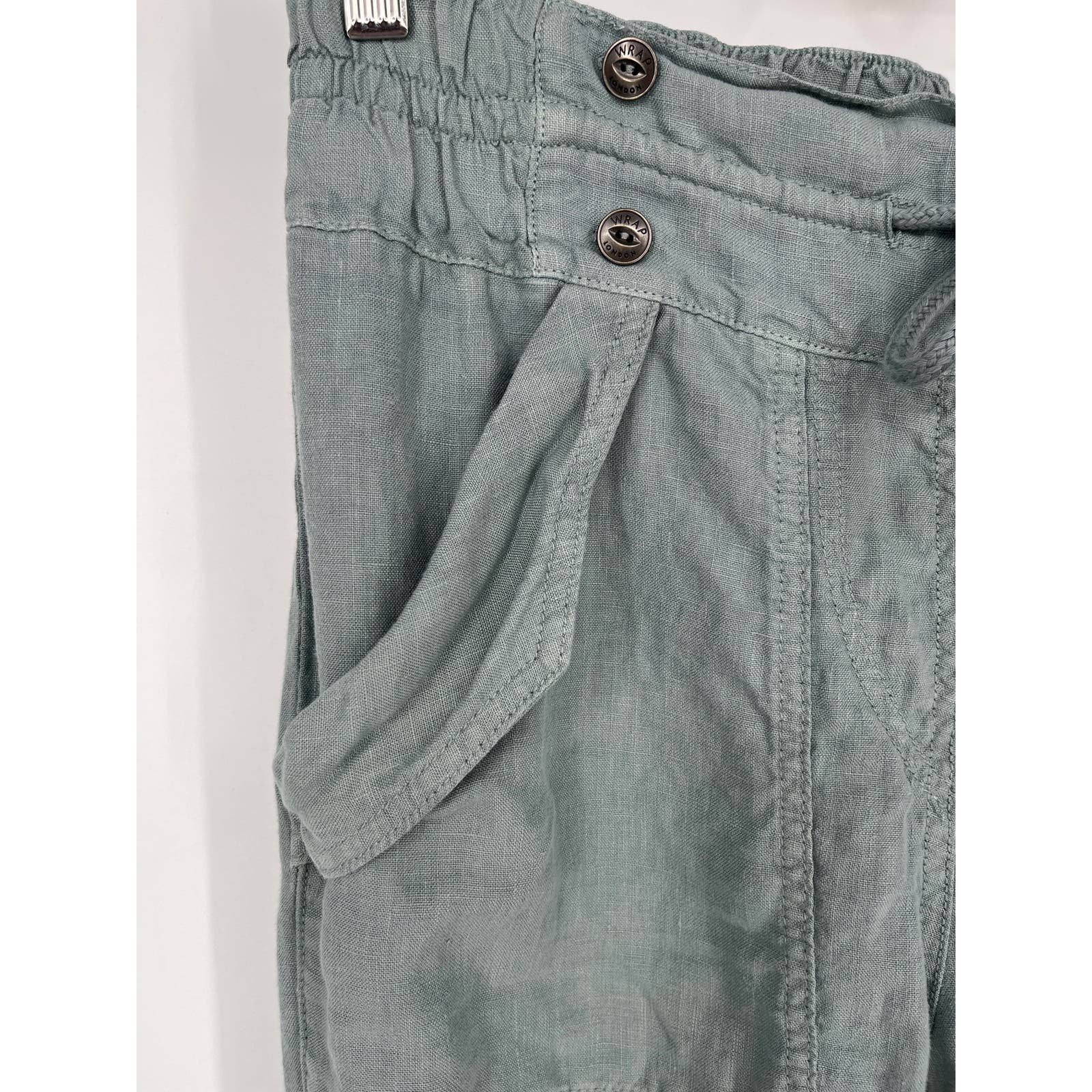 Custom Wrap London Slim Capri Pants Sz 8 Pale Blue 100% Linen Classic Cropped H5W7il3DT on sale